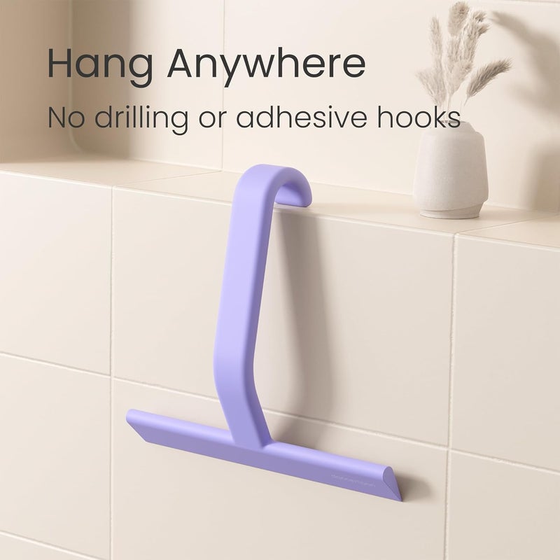 dancemoon JustHang Shower Squeegee for Glass Doors, All-One-Piece Silicone with Built-in Hook Design for Easy Hanging, Household Window Mirror Squeegee for Bathroom, Glass, Kitchen, Tile Wall, Car - Image 5
